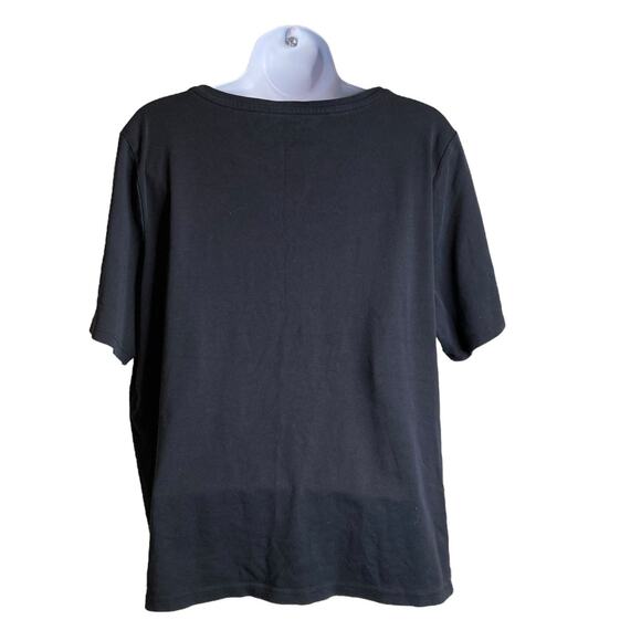 Talbots Women's Black Pima Cotton‎ V Neck Top Size 2X Soft Minimalist Basics - Picture 2 of 10